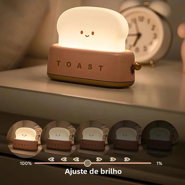 Imagem de Usb Recarregável Led Pão Torrada Luz De Mesa Nightlight Lâmpada Criativa Para O Quarto Presente Do