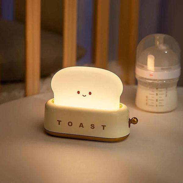 Imagem de Usb Recarregável Led Pão Torrada Luz De Mesa Nightlight Lâmpada Criativa Para O Quarto Presente Do