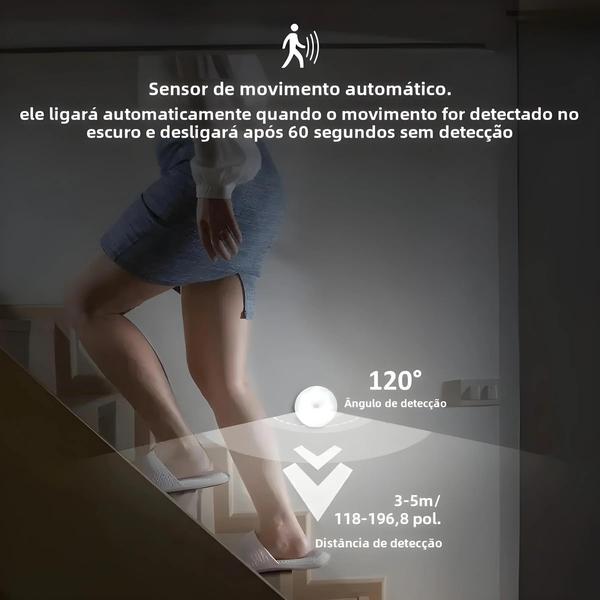 Imagem de Usb Recarregável Led Sensor De Movimento Luz Noturna Para Quarto Escadas Corredor Guarda-roupa 3 Pçs