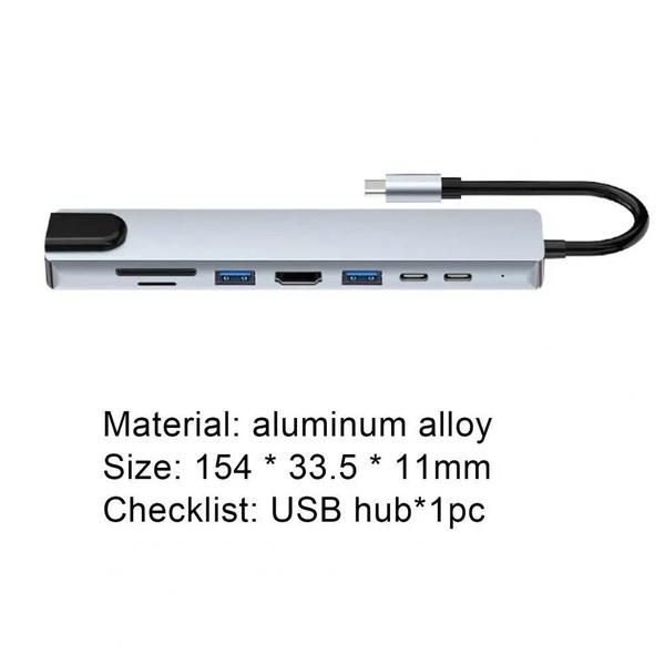 Imagem de Usb Tipo-c 8 Em 1 Para Rj45 Dock Card Reader Multifuncional