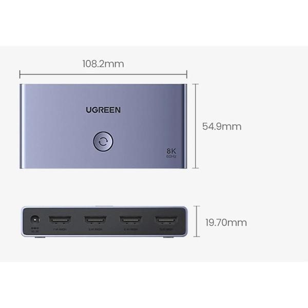 Imagem de USBHUB HDMI UGREEN 2.1 2.0 8K Switch 3 em 1 Out com Controle Remoto 8K @ 60Hz 4K @ 120