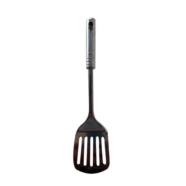 Imagem de Utensílio Espátula Vira Ovo Metal Vazada Fritura Chapa 33cm