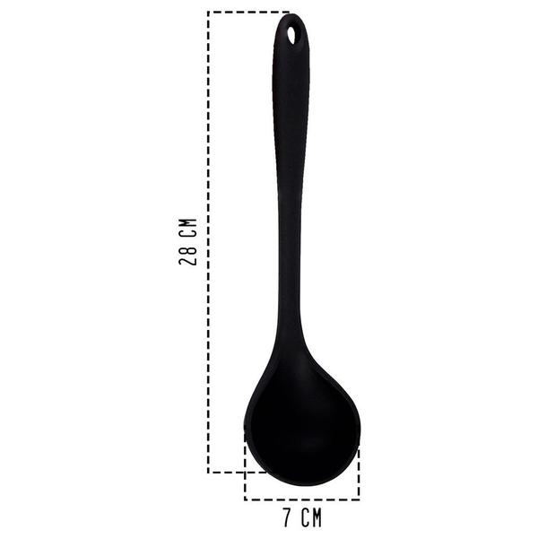 Imagem de Utensílio P/ Cozinha Concha de Silicone 28cm Preta - 2 Uni