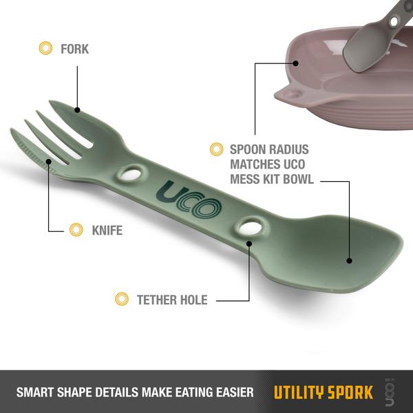 Imagem de Utensílio UCO Nylon Utility Spork Camping, colher-garfo e faca, pacote com 2