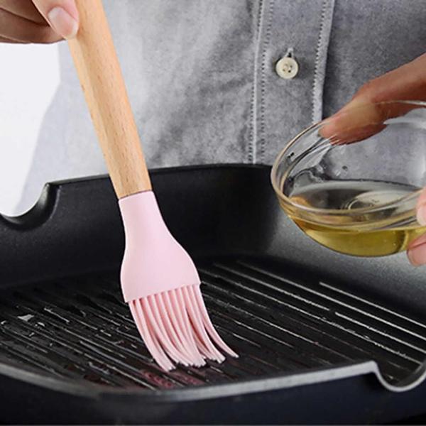 Imagem de Utensílios Cozinha Silicone Madeira 12 Peças Até 230º Rosa