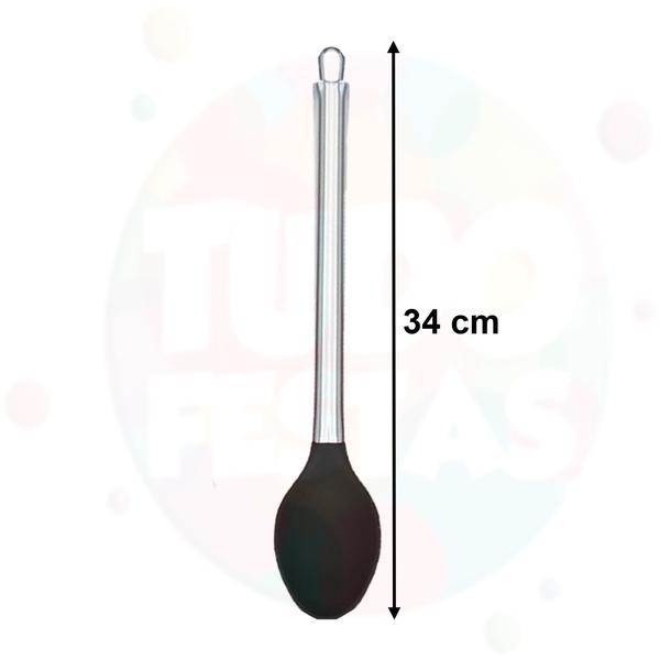 Imagem de Utensílios De Cozinha Colheres Silicone Cabo Inox 7 Peças