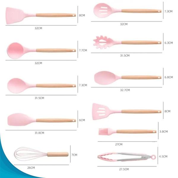 Imagem de Utensílios De Cozinha Completo Com Faca 19 Peças Silicone