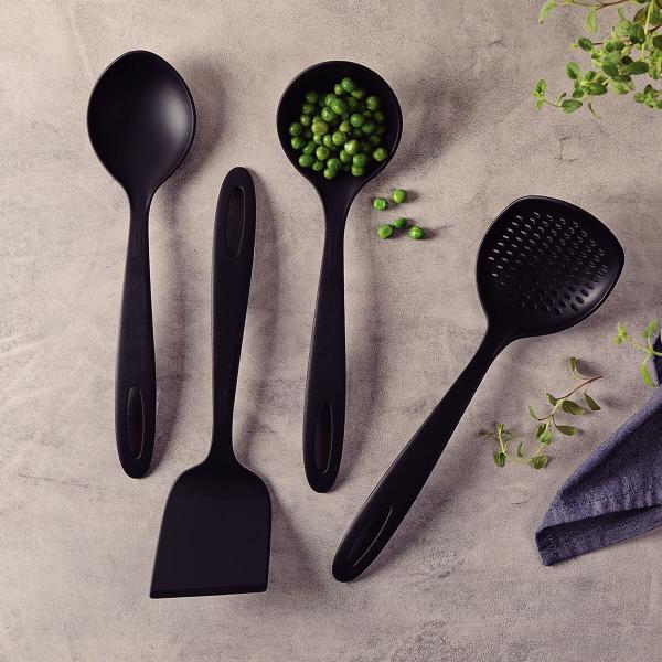 Imagem de Utensílios de Cozinha Concha Colher Espátula Nylon Tramontina Preto Ability 4 Peças