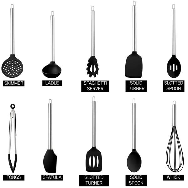 Imagem de Utensílios de cozinha COOK WITH COLOR Silicone, 10 peças, preto