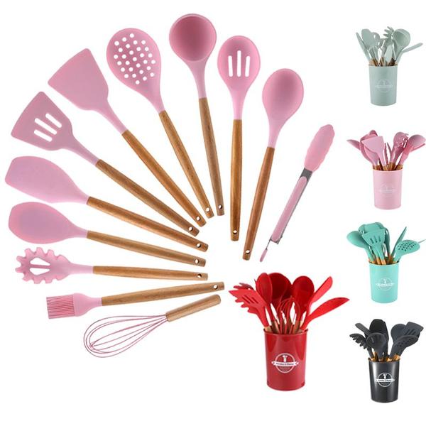 Imagem de Utensílios de cozinha de silicone conjunto de utensílios de cozinha resistente ao calor não-vara utensílios de cozinha