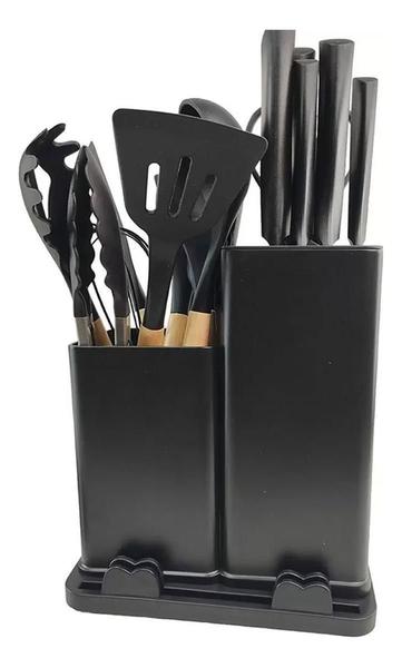 Imagem de Utensílios De Cozinha De Silicone Kit 19 Peças Cor Preto