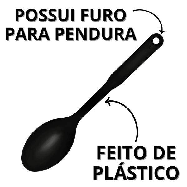 Imagem de Utensílios De Cozinha Preto Kit De Colher De Plástico Conjunto De Utensilios Jogo 6 Peças Casa