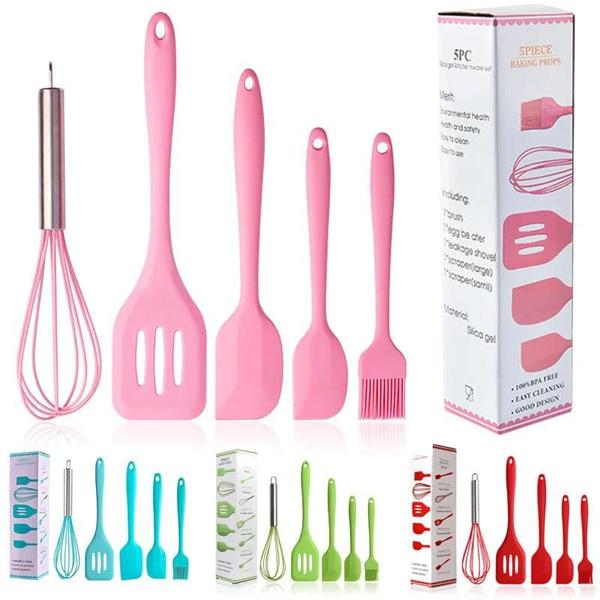 Imagem de Utensílios De Cozinha Silicone Com Fue Kit C/ 5 para seu dia a dia