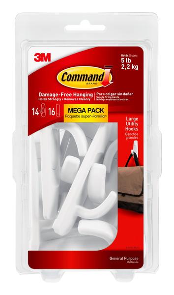 Imagem de Utility Hooks Command Large comporta 2,27 kg, 14 ganchos com 16 tiras