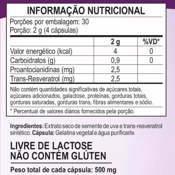 Imagem de Uva Desidratada Revitrol Vegano 120 Cápsulas 500mg Kit com 3