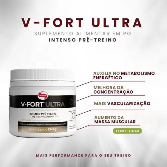V fort ultra pre treino pote 240g limao - VITAFOR Imagem de V fort ultra pre treino pote 240g limao