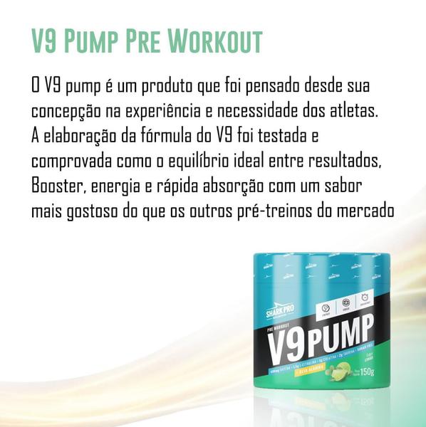 Imagem de V9 Pump Pre Treino Limão Shark Suplementos 300g - Shark Pro