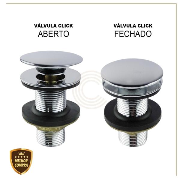 Imagem de Valvula 1 1/4 Click Up Inteligente Em Metal Inox Cromado Para Banheiro Pia Cuba Cód. 7716