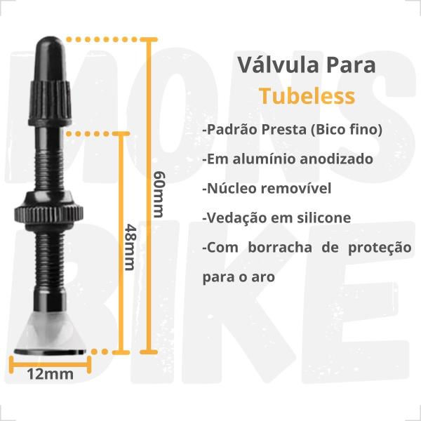 Imagem de Valvula Absolute Presta Tubeless Aro Pneu 48mm Par Bike Mtb