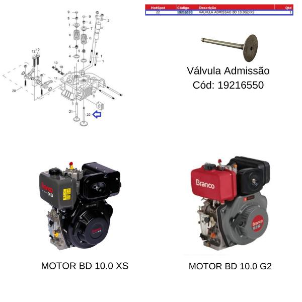 Imagem de Válvula Admissão Para Motor BD 10.0hp XS Branco 19216550