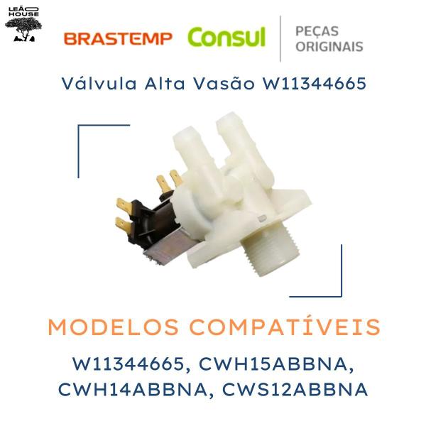 Imagem de Válvula Alta Vazão Lavadora Consul Cws12 Cwh14 W11344665