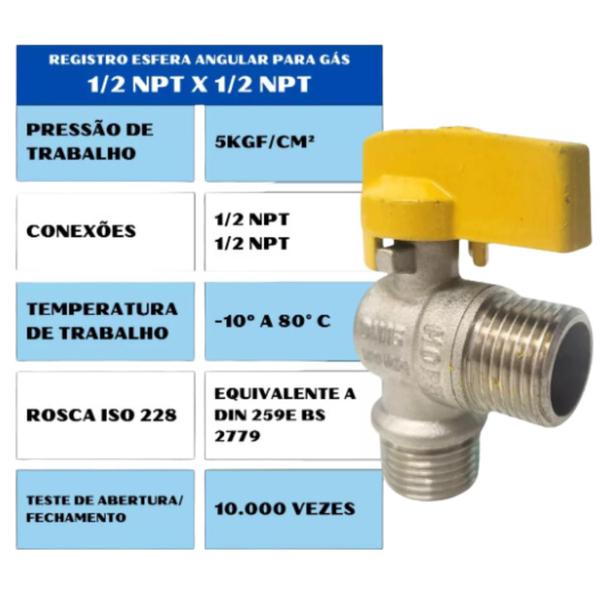 Imagem de valvula angular 1/2 mxm P/ Gas encanado 