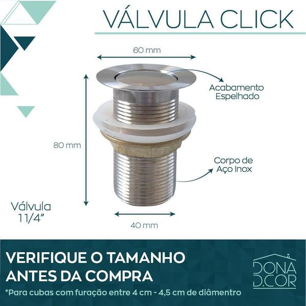 Imagem de Válvula Click 1 1/4 Inox Ralo Pia Banheiro Cuba Pia 40mm Anti odor