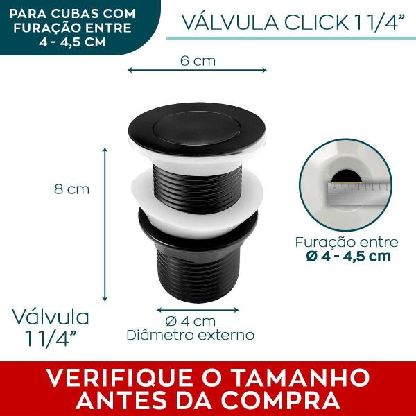 Imagem de Valvula Click Lavatorio Inox Preta 1 1/4 Ralo Pia Banheiro