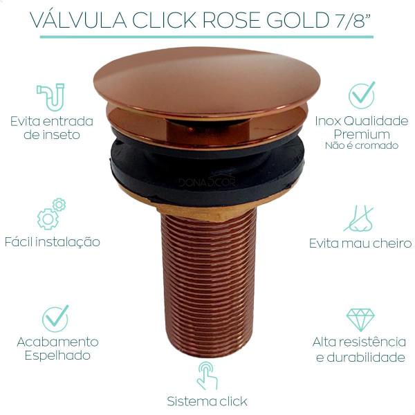 Imagem de Valvula Click Rose Gold 7/8 Inox Ralo Cuba Lavatorio Bronze