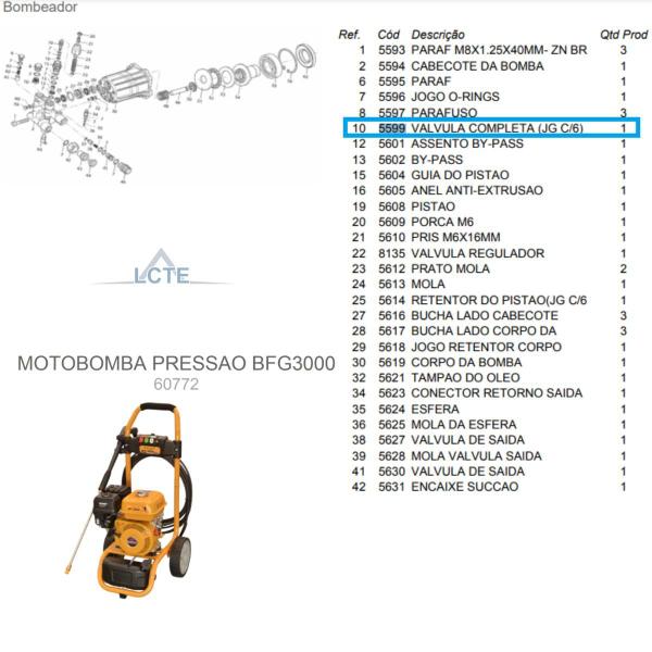 Imagem de Válvula Completa (JG C/6) P/ Motobomba Pressão BFG 3000