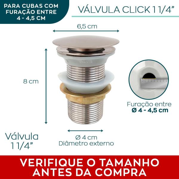 Imagem de Valvula Cuba Banheiro 1 1/4 Ralo Click Inox Fosco Escovado 4cm Valvula De Escoamento Pia Lavatório Lavabo 40mm Ralo de Pia Aço Inox Luxo