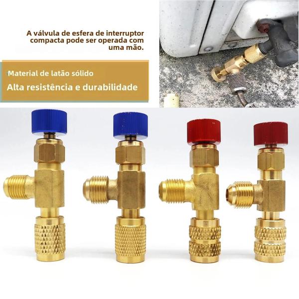 Válvula de Carregamento de Refrigerante R22/R410A - Válvula de Segurança em Cobre para Ar Condicionado Imagem de Válvula de Carregamento de Refrigerante R22/R410A - Válvula de Segurança em Cobre para Ar Condicionado