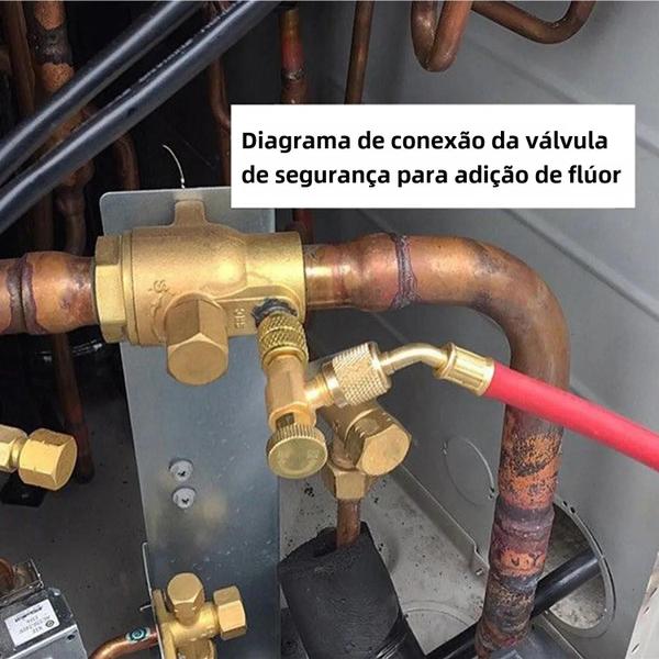 Válvula de Carregamento de Refrigerante R22/R410A - Válvula de Segurança em Cobre para Ar Condicionado Imagem de Válvula de Carregamento de Refrigerante R22/R410A - Válvula de Segurança em Cobre para Ar Condicionado