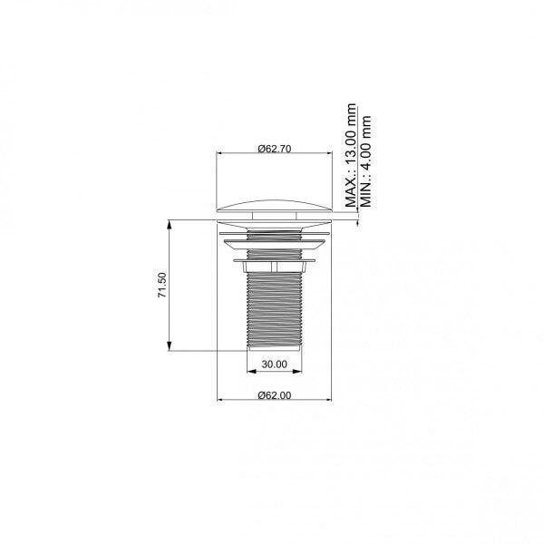 Imagem de Válvula de Escoamento 7/8” para Lavatório Click Up Premium Vp1022 Ducon Metais