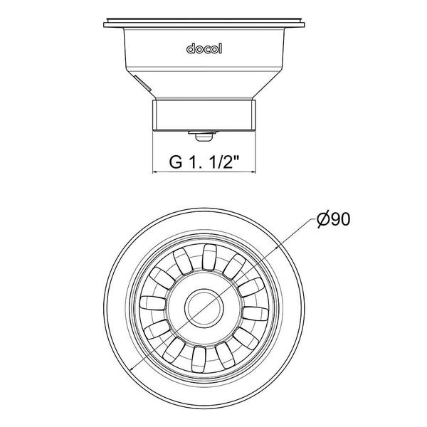 Imagem de Válvula de Escoamento Standard para Cozinha 3.1/2" Polido - Docol