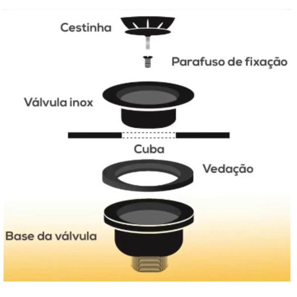 Imagem de Valvula de Pia Cuba Cozinha Americana Inox 9cm 3.1/2 