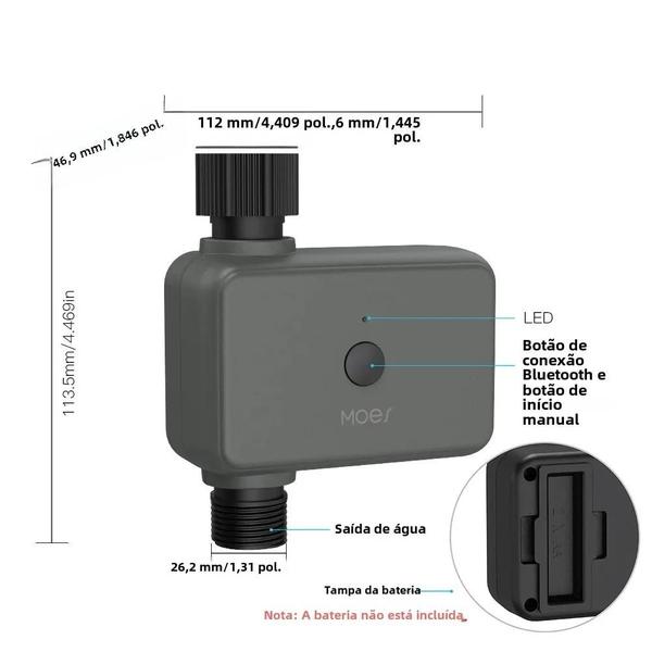 Imagem de Válvula de Rega Inteligente com Bluetooth e Temporizador Tuya - Controle Remoto e Filtro