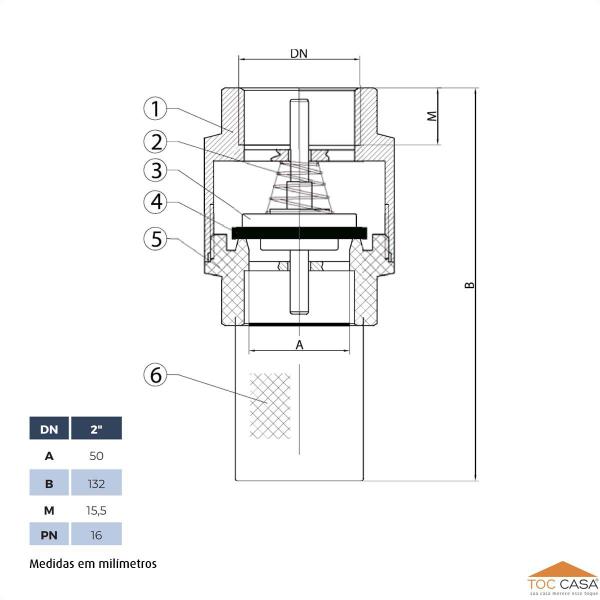 Imagem de Válvula De Retenção Sucção 2 Metal Filtro Inox Ivm Italy