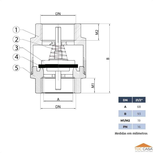 Imagem de Válvula De Retenção Vertical/horizontal 2.1/2 Ivm Italy