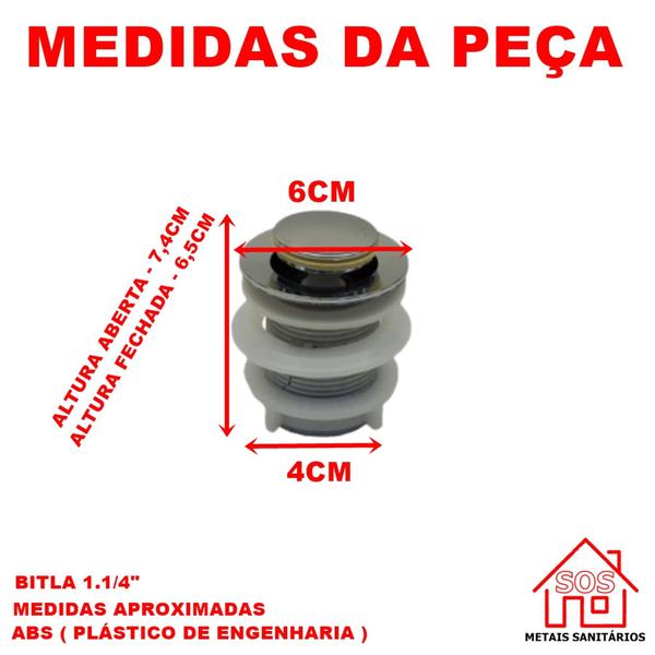 Imagem de Válvula De Tanque Click 1.1/4 Abs Cromado Botão Pequeno CÓD. 190