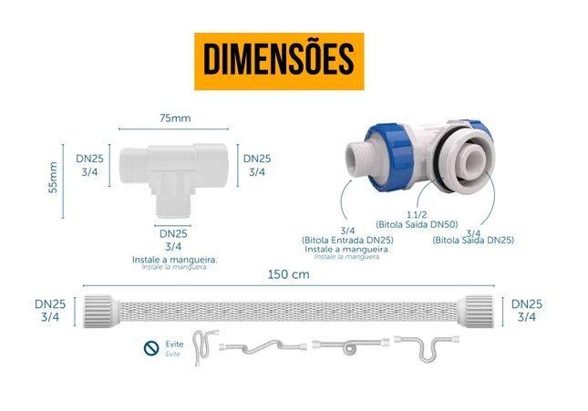 Imagem de Válvula Duchão Tuchão Transferidora Alternadora de Pressão P/ Caixa D'água Blukit