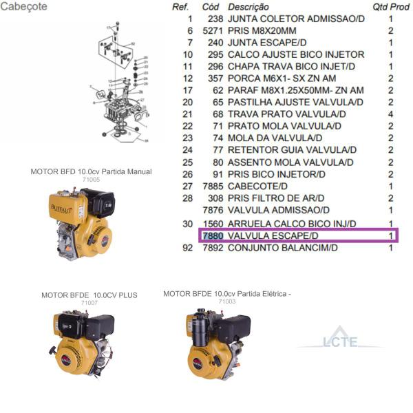 Imagem de Válvula Escape do Motor BFDE 10.0cv PLUS Buffalo Original