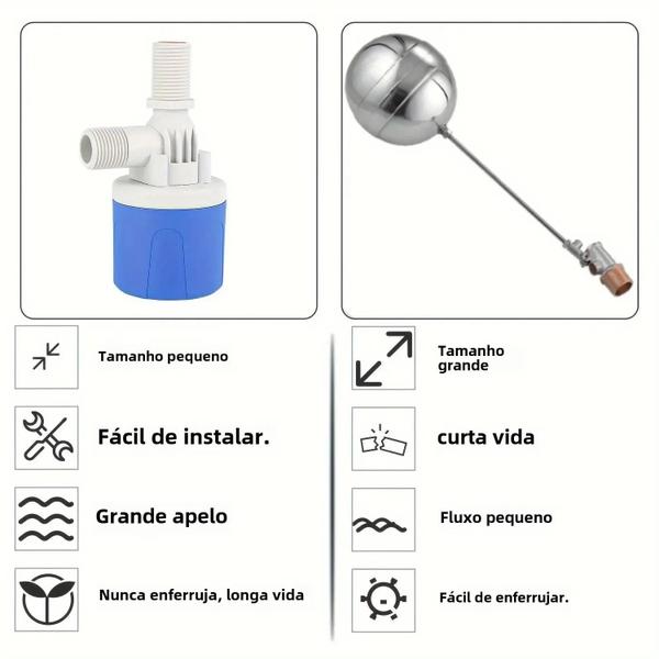 Imagem de Válvula Flutuante Automática para Controle de Nível de Água - 1/2 Polegada