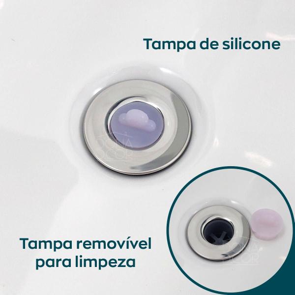 Imagem de Valvula Lavatorio 7/8 ABS E Inox Banheiro Ralo Simples Tampa Silicone Valvula Escoamento 30mm Pia Lavabo Ralo De Cuba Tanque 3cm