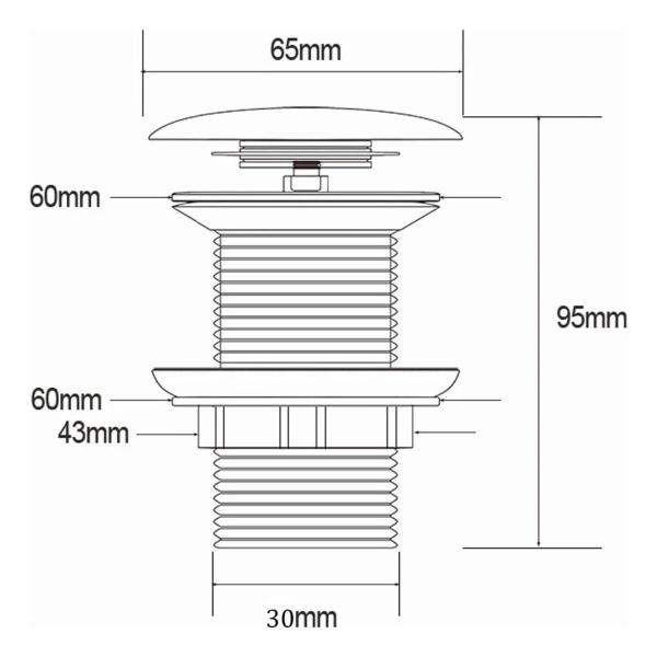 Imagem de Válvula para Cubas e Pias de Banheiro Metal Modelo Click UP Escoamento 1 1/4