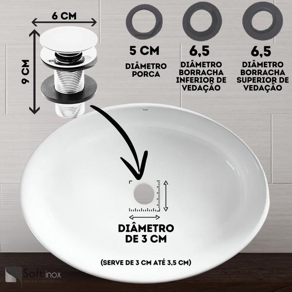 Imagem de Válvula Ralo Click Up Luxo Inteligente Inox Para Cuba Louça