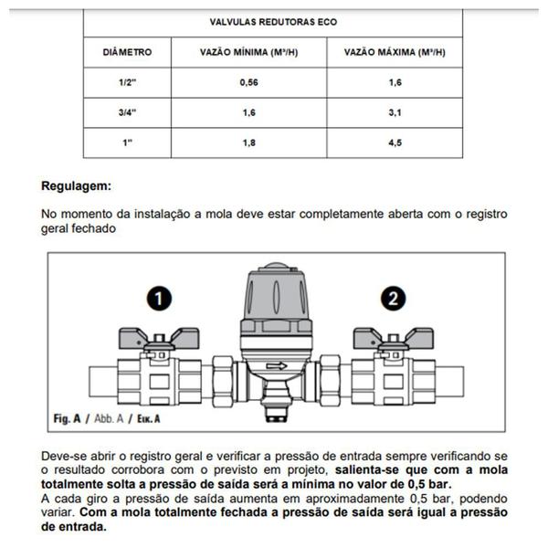 Imagem de Válvula Redutora De Pressão Fêmea Reguladora 1/2 Eco Emmeti