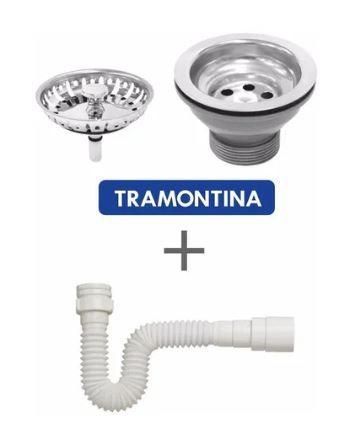 Válvula Tramontina 3 1/2 + Sifão Flexível Universal Branco Imagem de Válvula Tramontina 3 1/2 + Sifão Flexível Universal Branco