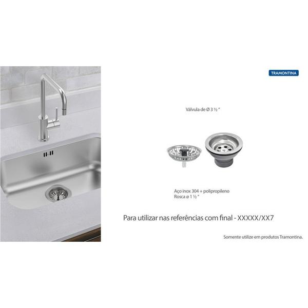 Válvula Tramontina Econômica 3 1/2" sem Escape Inox e Polipropileno - TRAMONTINA INOX Imagem de Válvula Tramontina Econômica 3 1/2" sem Escape Inox e Polipropileno