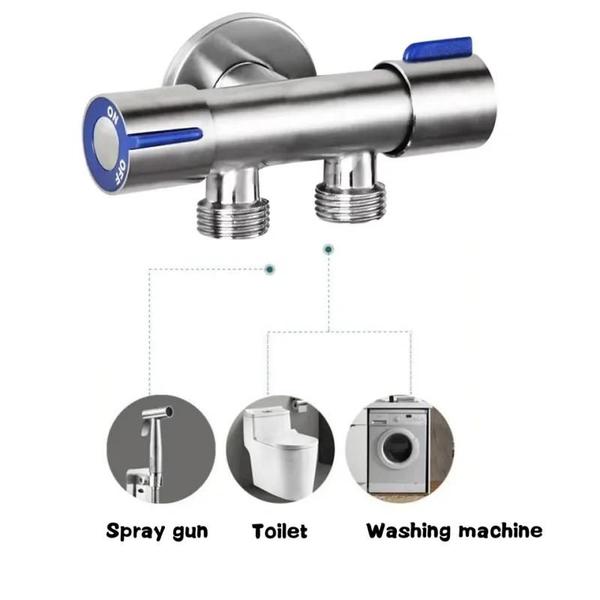 Imagem de Válvula triangular para torneira de banheiro, uma em duas saídas, válvula triangular de três vias, controle duplo, inter